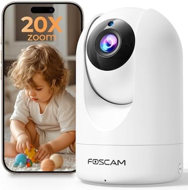FOSCAM Home Security Camera R4S 4MP(2KWiFi Camera, 2.4/5GHz Wireless IP Indoor Camera with AI Human DetectionSound Detection, 33ft Night Vision, 2-Way Audio,Compatible with Alexa, White