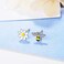 NewZenro CZ Bee Daisy Flower Asymmetric Sterling Silver Stud Earrings for Women Teen Girls Kids Sensitive Ear Fashion Tiny Animal Cute Piercing Post Hypoallergenic 2019