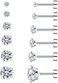 Wssxc Cubic Zirconia Hypoallergenic Stud Earrings for Women Men Girls Statement Cartilage Fashion Surgical Steel Helix Earrings 5 Pairs, Cubic Zirconia