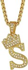 Richsteel Hip Hop Crown Pendant for Men Initial S Letter Necklace Monogram Jewelry King Kingdom Alphabet Charm with Chain 22'', 19-Gold-S, gold-plated-copper, Cubic Zirconia