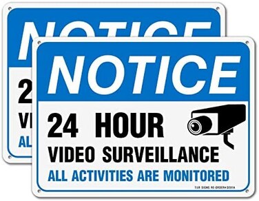 T&amp;R TR Video Surveillance Sign, All Activities Are Monitored - 2 Pack - 7 x 10 Inches Rust Free .040 Aluminum Reflective - UV Protected, Waterproof, Weatherproof and Fade Resistant - 4 Pre-drilled Hol