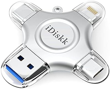 iDiskkMFi Certified]: 4in1 256GB Flash Drive for iPhone16/15 iPad Lightning Drive Multi Functional Memory External Storage for iOS and Android Samsung Phones Type c Devices and MacBook PC Autobackup