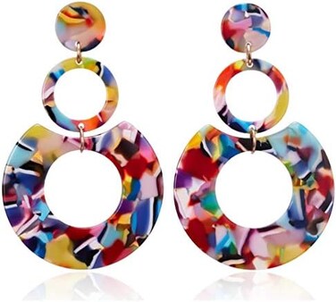Acrylic Earrings for Women Multicolor Resin Earrings for Girl Statement Dangles Drop Earrings