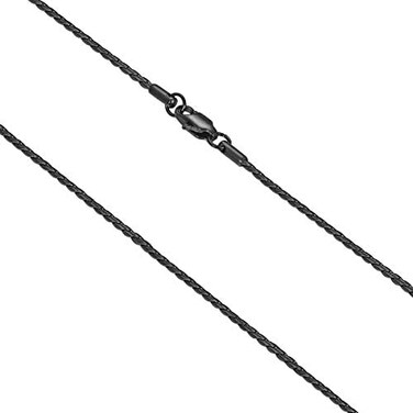 FOSIR 2mm Titanium Steel Unique Black Snake Chain Necklace for Men Women 18-30 Inches