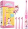 Vekkia Sonic Rechargeable Kids Electric Toothbrush, 3 Modes with Memory, FunEasy Cleaning, 24000 Strokes, IPX7 Waterproof, 2-Min Timer for Age 5, 4 Soft Bristles(Pink