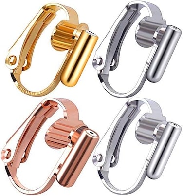 Aylifu 16 Pieces Clip-on Earring Converters Earring Clip Backs, Pierced to Clip On Earring Converters Components Findings for Non-Pierced Ears Jewellery Making - 4 Colors