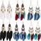 meekoo 6 Pairs Women Faux Feather Earrings Dream Catcher Earring Bohemian Fringe Tassel Long Drop Dangle Earrings Set with Design for Women