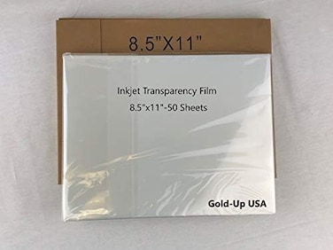 فيلم شفاف مقاوم للماء من GoldUpUSAInc، مقاس 8.5 × 11 بوصة، مناسب للطباعة بتقنية نفث الحبر والطباعة بالشاشة الحريرية (50 ورقة).