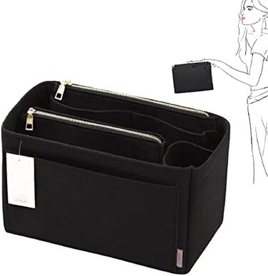 ZTUJO Purse Organizer, Felt Bag Organizer Insert For Speedy, Neverfull, Graceful, Tote, Handbag, Shaper (Slender Large, Black