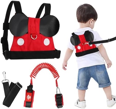 Lehoo Castle Toddler Leash for Walking, Toddler Safety Harnesses Leashes, Safety Harness for Kids, Anti Lost Wrist Link Safety Wrist Link for Toddlers Red BL