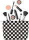 PAZIMIIK Makeup Bags for Purse Zipper Cosmetic Pouch Large Travel Canvas Make Up Organizer Tool Pouch for Women and Girls ,Checkered Black