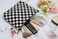 PAZIMIIK Makeup Bags for Purse Zipper Cosmetic Pouch Large Travel Canvas Make Up Organizer Tool Pouch for Women and Girls ,Checkered Black
