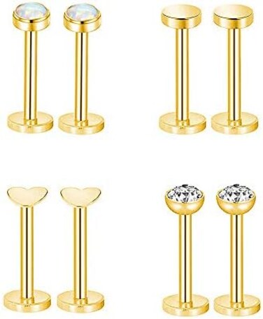 Gnoliew 16G 316L Stainless Steel Labret Monroe Lip Ring Studs Cartilage Helix Tragus Nose Piercing