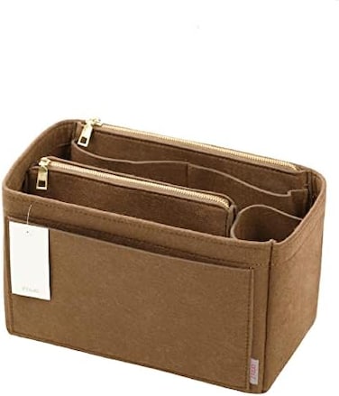 ZTUJO Purse Organizer, Felt Bag Organizer Insert For Speedy, Neverfull, Graceful, Tote, Handbag, Shaper (Large, Lighting Coffee