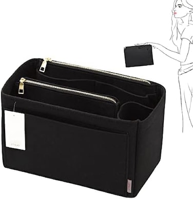 ZTUJO Purse Organizer, Felt Bag Organizer Insert for Speedy, Neverfull, Graceful, Tote, Handbag, Shaper (Medium, Black