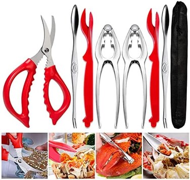 AVIDE (7 Pcs- Crab Leg Crackers and Tools - Shellfish Nut Cracker for Nut Stainless Steel Seafood CrackersForks Cracker Set
