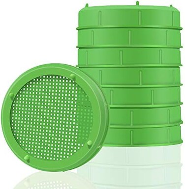 Picowe Plastic Sprouting Jar Strainer Lids, for 86mm Wide Mouth Mason / Canning Jars, Suit for Grow Bean / Salad Sprouts, Alfalfa, 8 Pack(Green
