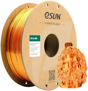 خيوط طباعة ثلاثية الأبعاد من نوع eSUN Silk Metal PLA، قطر 1.75 مم، خيوط طباعة ثلاثية الأبعاد معدنية حريرية، دقة أبعاد ± 0.05 مم، بكرة وزنها 1 كجم (2.2 رطل)، لون نحاسي حريري.