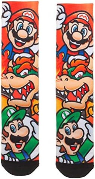 Bioworld Nintendo Super Mario Adult Mario And Luigi Character Costume 2 Pair Crew Socks For Men Women