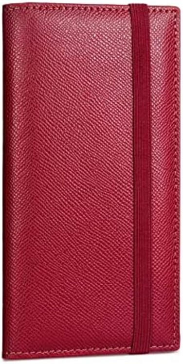 Yarnic Checkbook Cover for Personal Checkbook, Checkbook Holder with Pen HolderBuilt-in Clear Plastic Divider for Duplicate Checks (Dark Red