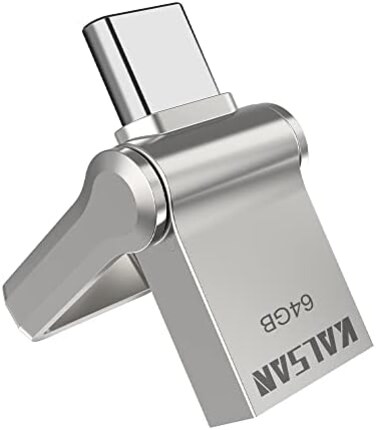 KALSAN Type C USB Flash Drive 64GB 2 in 1 USB Sticks OTG Type CUSB 3.0 Dual Drive Waterproof Memory Stick with Keychain Metal-Silver Color