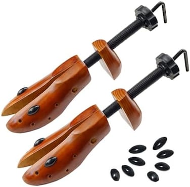 EchoDone Echodo 2 Way Cedar Shoe Trees For Men Wooden Shoe Stretcher Adjustable Unisex Shaper Large Size for Men and Women, Wood Shaper Women's Size 10 to 13.5 Man's Size 9 to 13, Brown, Large