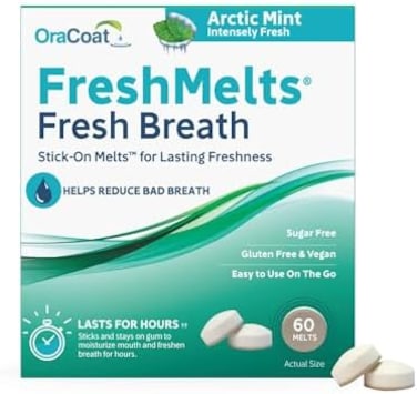 OraCoat FreshMelts Fresh Breath Stick-on Melts for Lasting Freshness, Sweet Mint, 60 Count