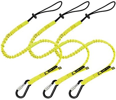 BearTOOLS Tool Lanyard with Buckle Strap &ndash; Clip Bungee Cord &ndash; Heavy Duty Screw Locking Carabiner &ndash; Fall Protection and Safety &ndash; Adjustable Loop End &ndash; Tough Tether &ndash; Construction - 0923YS (3 Pack