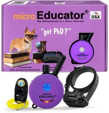 Educator Micro ME-300-1/3 Mile Ecollar Dog Training Collar with Remote for Small, Medium, and Large Dogs - Static, VibrationTone Electric Training Collar for Dogs by E-Collar Technologies