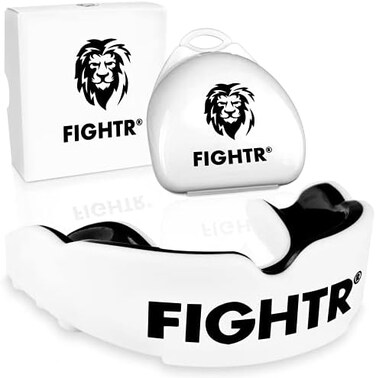 واقي الفم الممتاز من FIGHTR - لتنفس ممتاز، سهل الارتداء، واقي فم رياضي للملاكمة، وفنون القتال المختلطة، وكرة القدم، واللاكروس، والهوكي، وغيرها من الرياضات، يشمل علبة صحية