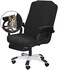 SARAFLORA Polyester Solid Stretch Washable Computer Chair Slipcovers for Universal Rotating for Boss, Office Chair (Large, Black