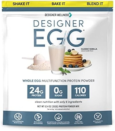 Designer Wellness Protein Totally Egg, Classic Vanilla, 12.4 Ounce, Egg WhiteYolk Protein Powder