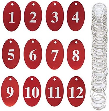 StayMax Aluminum Alloy Oval Number Tag Key Tag with Key Rings