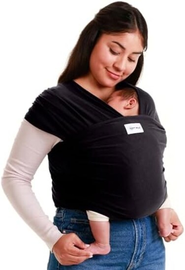 Sleepy Wrap Stretchy Ergonomic Baby Carrier Sling for Newborns to Toddlers - Hands-Free Lightweight Baby Wrap 7-35 lbs (Sable Black
