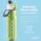 زجاجة مياه O2COOL Mist 'N Sip، وظيفتان في زجاجة واحدة: رشّ الماء وشربه، مانعة للتسرب، فوهة علوية قابلة للسحب، زجاجة رياضية قابلة لإعادة الاستخدام - 20 أونصة (أخضر متشقق)