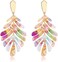 ARATLENCH Acrylic Pendant necklace Earrings &ndash; Long Statement Leaf Charm Necklace Tortoise Resin Palm Leaf Earrings Fashion Necklaces Earrings for Women Girls