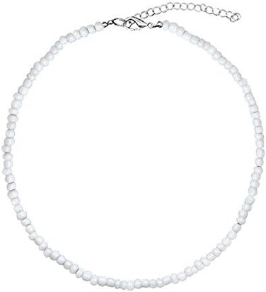 Qiuseadu 7th Moon Puka Shell Necklace Hawaiian White Turquoise Bead Choker Beach Necklace for Women Girls (White Bead