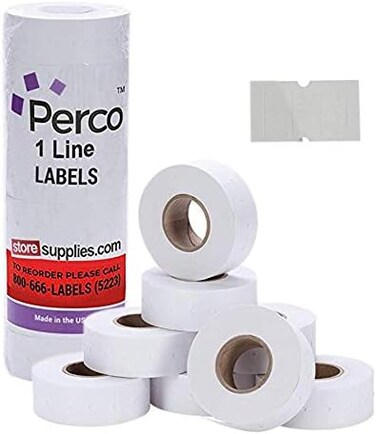 Perco 1 Line Freezer Adhesive White Labels - 1 Sleeve, 8,000 Blank Pricing Labels for Perco 1 Line Price and Date Guns