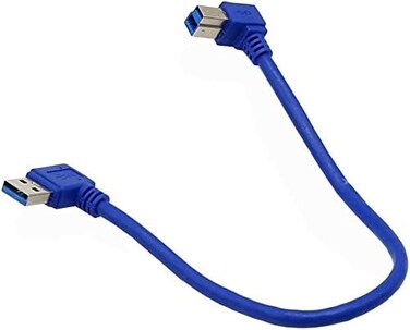 Seadream 1 ft / 30cm USB 3.0 Angled Cable, Male-to-Male, Black, for PC Data Transfer