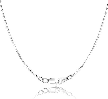 Jewlpire 925 Sterling Silver Chain for Women Girls 0.8mm Box Chain Lobster Claw Clasp - Italian Necklace Chain - Super ThinStrong - Friendly PriceQuality 16/18/20/22/24 Inch