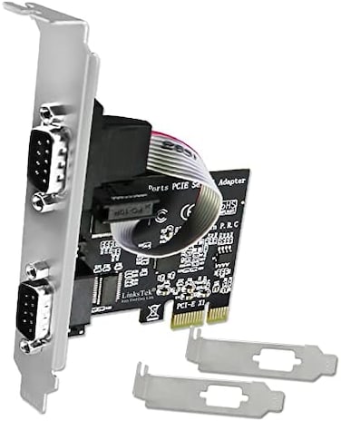 LinksTek 2-Port PCI Express RS-232 DB9 Serial Port Card for Windows XP, Vista,7, 8.x, 10, 11 32/64bit and Linux PCs, PCIE RS232 Card, PCIE Serial DB9 Port Card (PCIE-SE2
