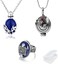 PPX Daywalking Katherine Necklace Pendant Charm Necklace-Royal Blue and Vampire Diaries Daylight Walking Signet Damon's Ring for Fans, with Transparent Box