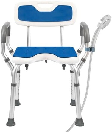 TooCust Shower Chair with Arms and Back Heavy Duty 330lbs, Shower Chair for Inside Shower, Shower Seat for Inside Shower Bathroom Chair with Cutout SeatCold-Proof Pads, Tools-Free Assembly