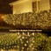 echosari Net Lights Solar Powered, 100 LED 5Ft x 5Ft Bush Net Light Outdoor Mesh Lights Auto On/Off 8 Modes for Tree Fence Backyard Bush Decor (Warm White