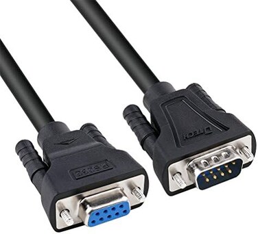 DTECH DB9 RS232 Serial Cable Male to Female Extension Null Modem Cord Cross TX RX line for Data Communication (10 Feet Black