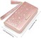 Coco Rossi Wallets for Women PU Leather Card Holder Organizer Ladies Clutch with Tassel Wristlet Wrist strap, A Pink Glitter, long purse, Casual