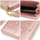 Coco Rossi Wallets for Women PU Leather Card Holder Organizer Ladies Clutch with Tassel Wristlet Wrist strap, A Pink Glitter, long purse, Casual