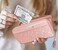 Coco Rossi Wallets for Women PU Leather Card Holder Organizer Ladies Clutch with Tassel Wristlet Wrist strap, A Pink Glitter, long purse, Casual