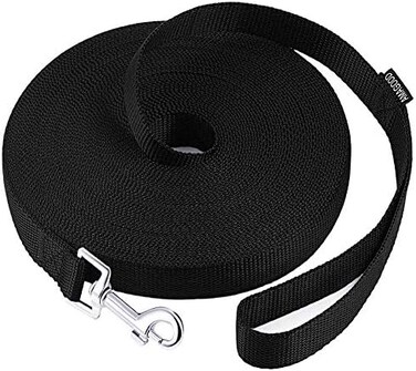 AMAGOOD Dog/Puppy Obedience Recall Training Agility Lead-15 ft 20 ft 30 ft 50 ft Long Leash-for Dog Training,Tie Out,Play,Safety,Camping (50 feet, Black