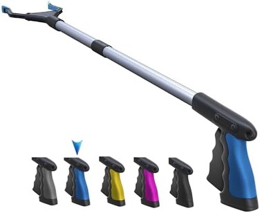FitPlus 2024 Upgrade PowerGrip T9, Grabber Reacher Tool, Wide Jaw, Foldable, Steel Cable, with 96 Grip Points for Firm Grip, 32" with Magnet